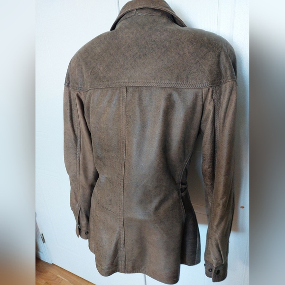 Brown Leather Jacket Medium New - Picture 5 of 7